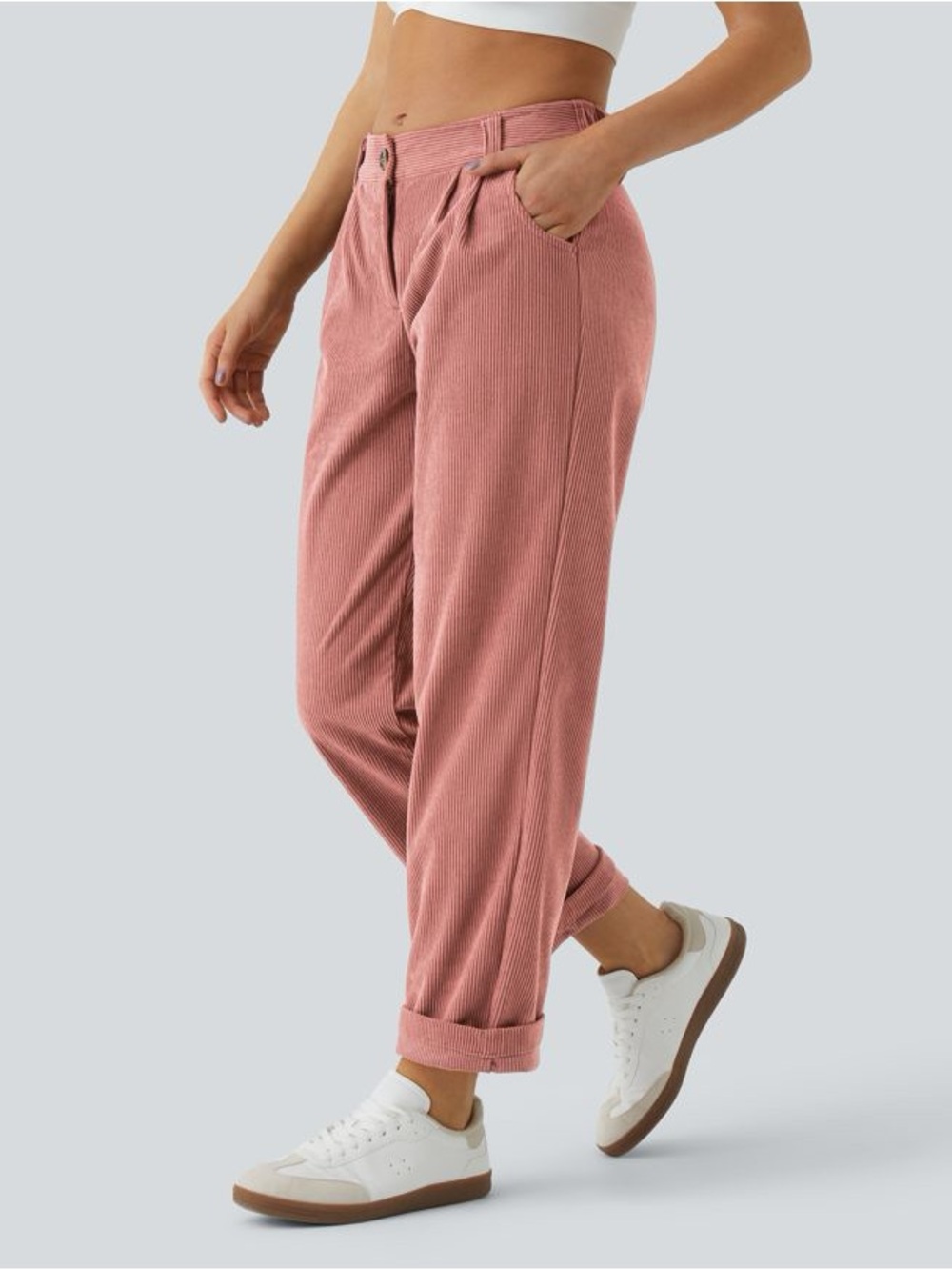 Halara Mid Rise Zipper Pocket Corduroy Casual Pants small